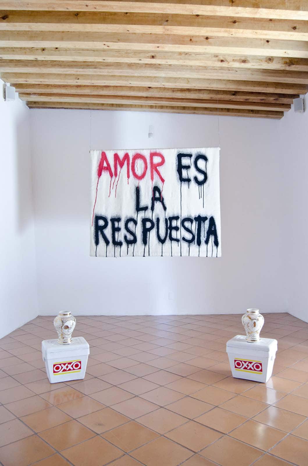 Eduardo Sarabia en el Museo de Arte Contemporáneo de Oaxaca, 2015. Foto por Alberto Mindiola.